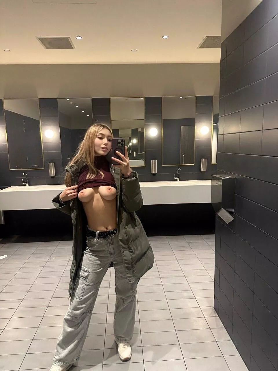 I like to take pictures of myself naked in the bathroom at the gym