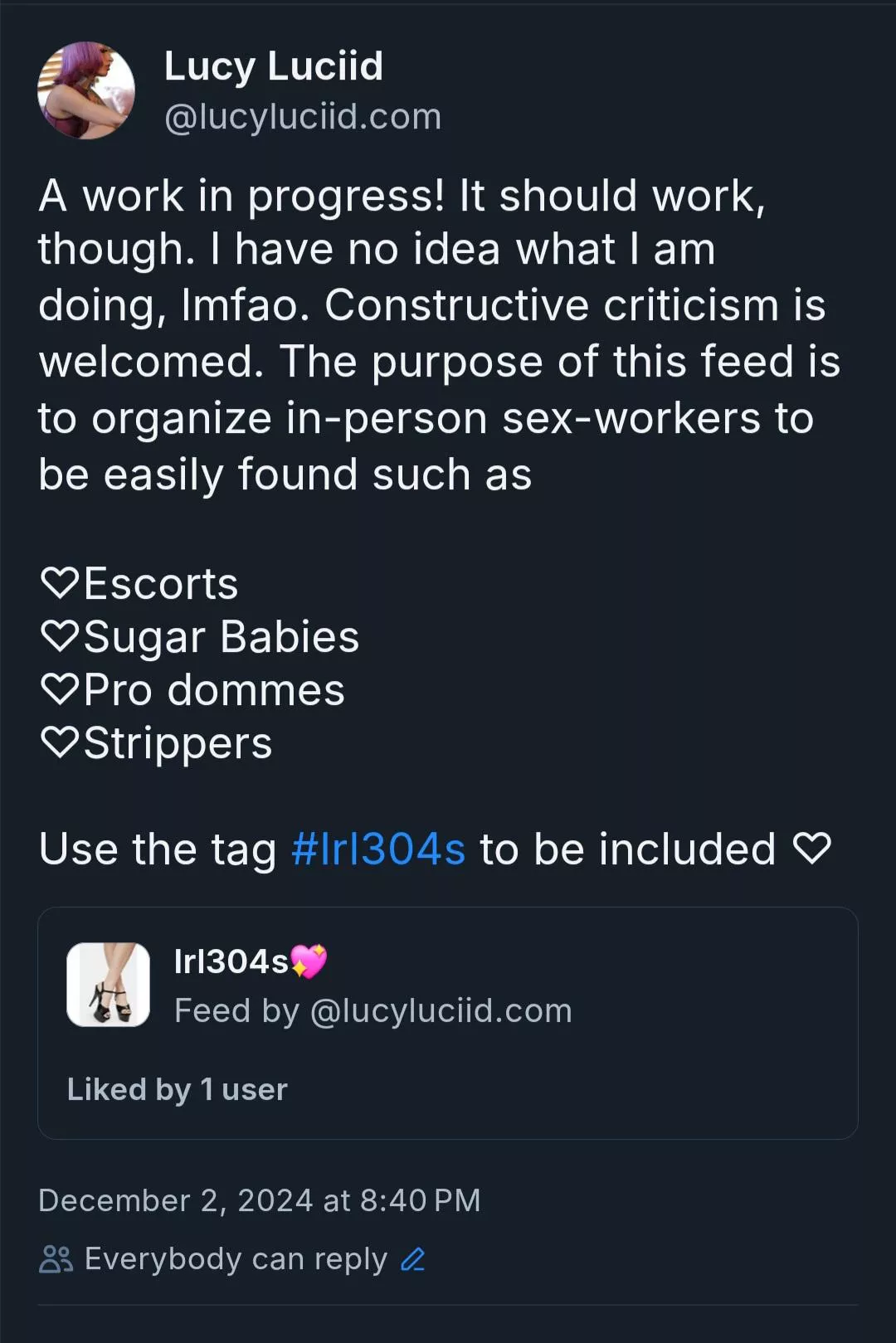 I made a feed for in person workers for bluesky ♡ 