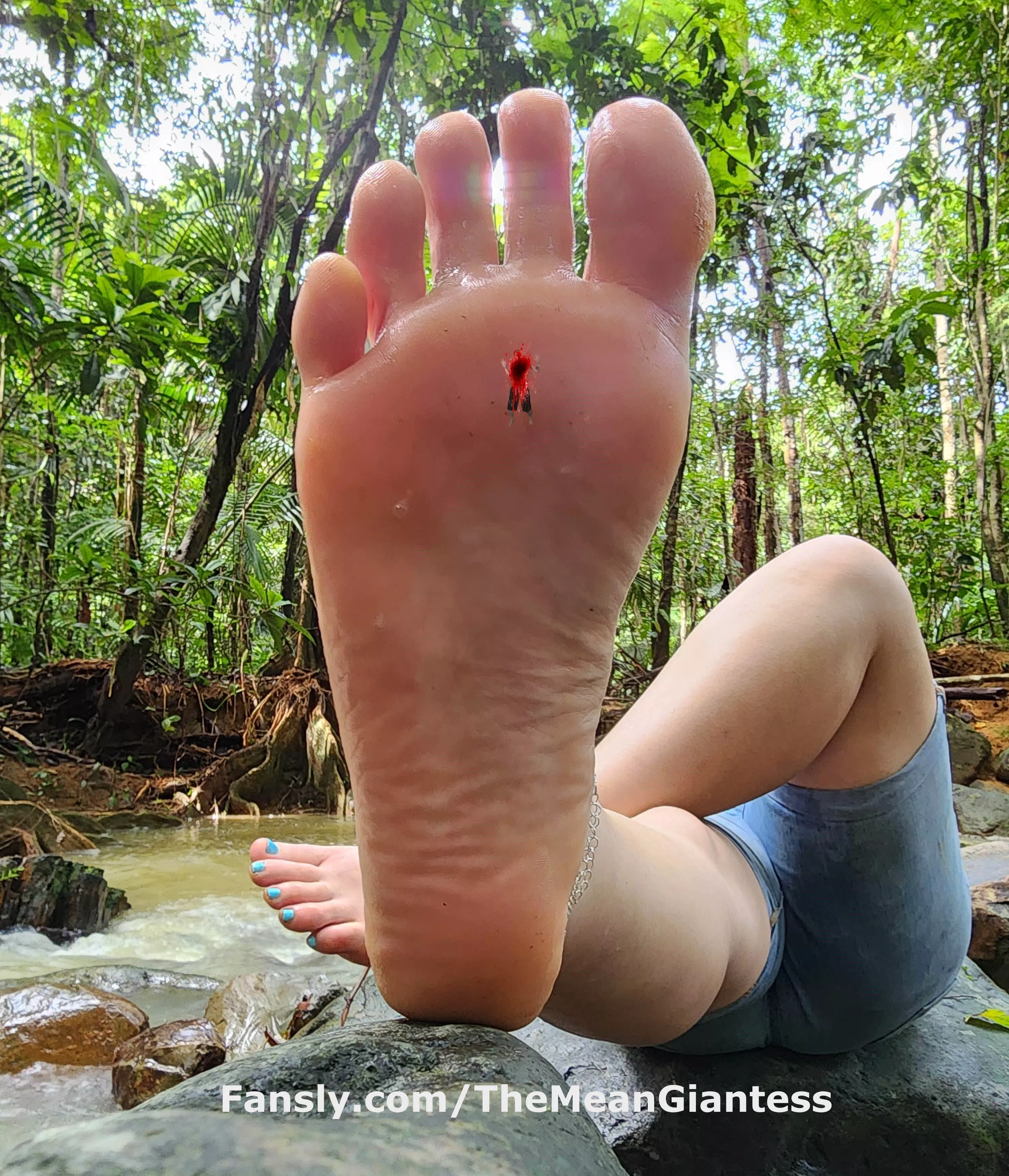 I was exploring the rainforest on my vacation and not looking out for pathetic tinies beneath my feet. I didn't even feel you squish flat beneath my foot. Now my divine footsteps will reduce your worthless existence to a stain on my sole.