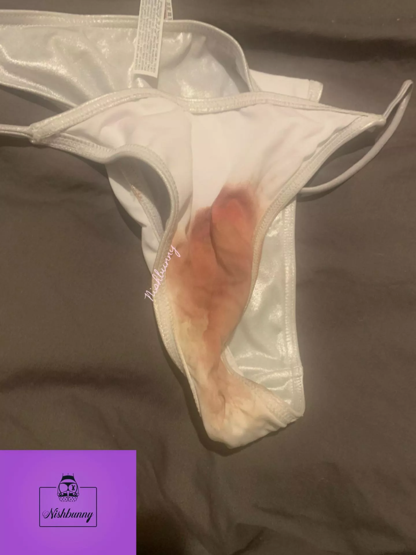 Just bled on my favourite panties. I’d love someone to enjoy these. 😈