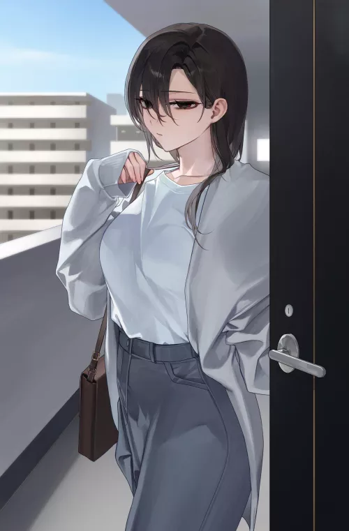 Leaving her Apartment 