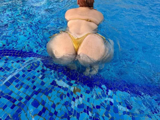 My neighbor Surprised at a Pool Party