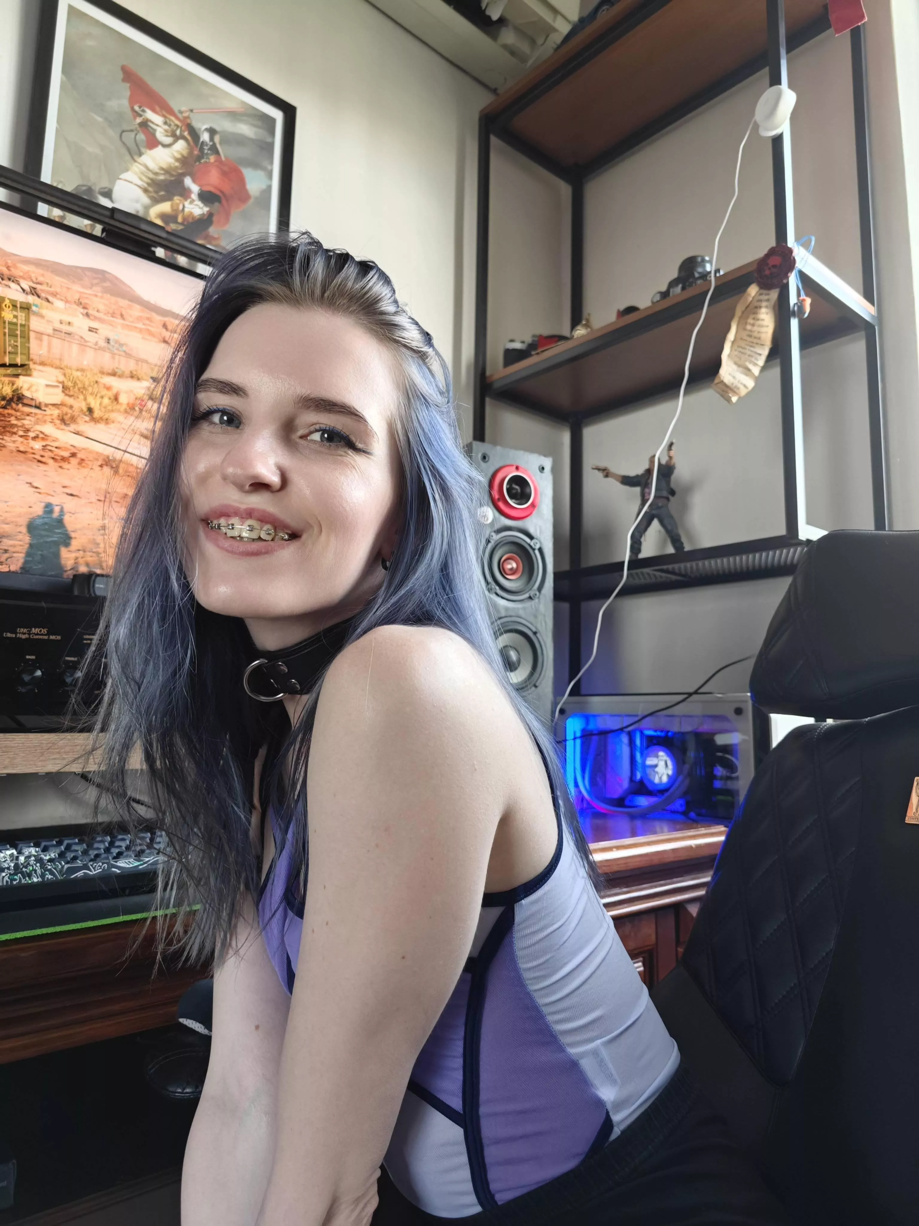 obedient girl in a collar