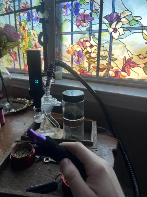 Pax Plus + Toxic glass “TX60” Double Cyclone Recycler + Hookah hose