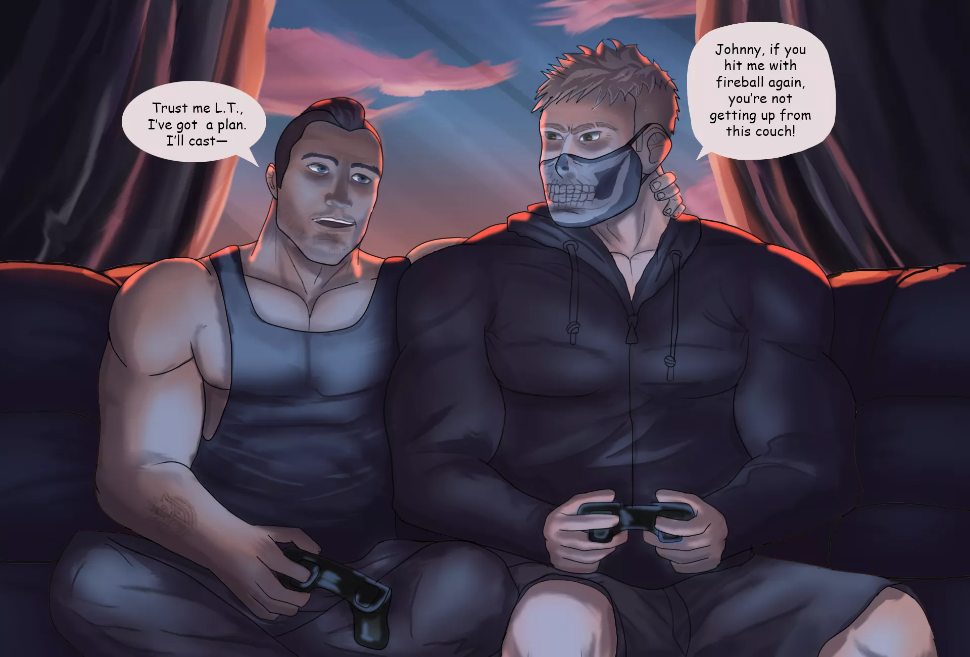 Soap and Ghost playing some BG3 for date night. by me @Pip_kinn