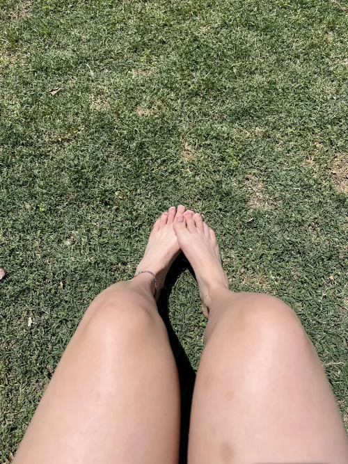 Sun bathing before having a cheer dance practice 