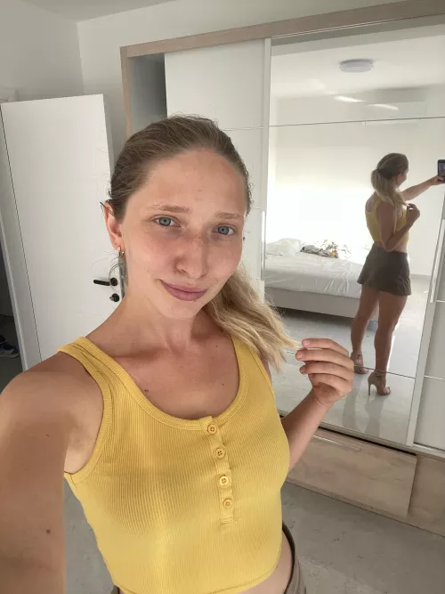 Trying on the new outfit today