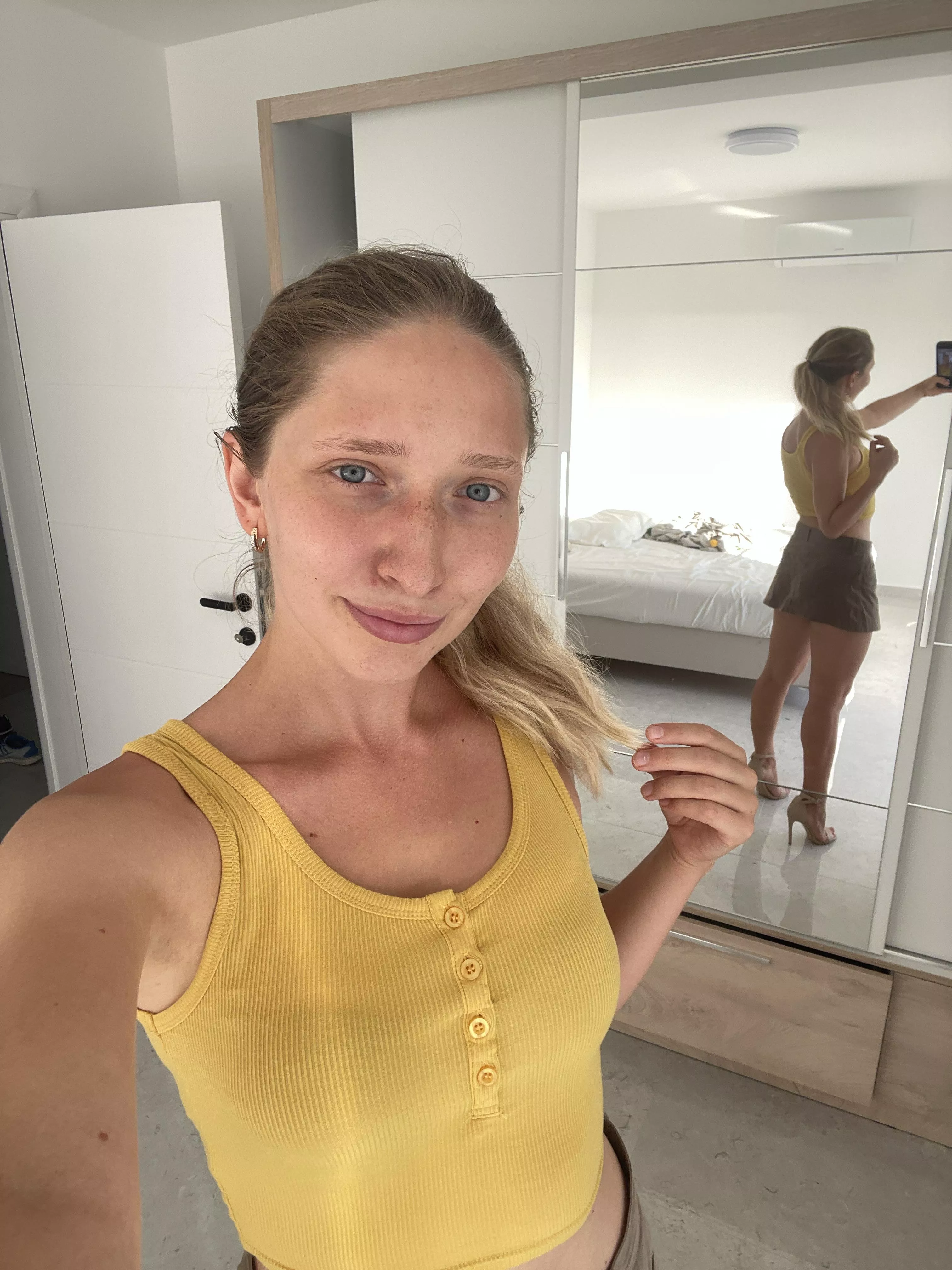 Trying on the new outfit today