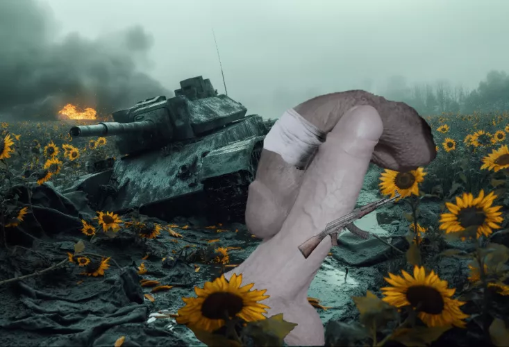 Two soldiers on a battlefield