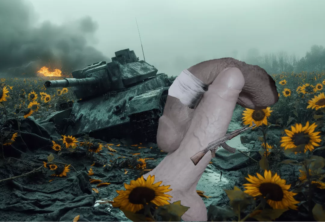 Two soldiers on a battlefield