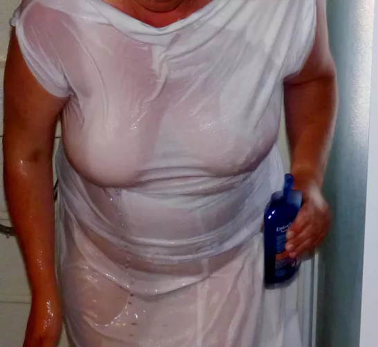 Under the shower dressed 