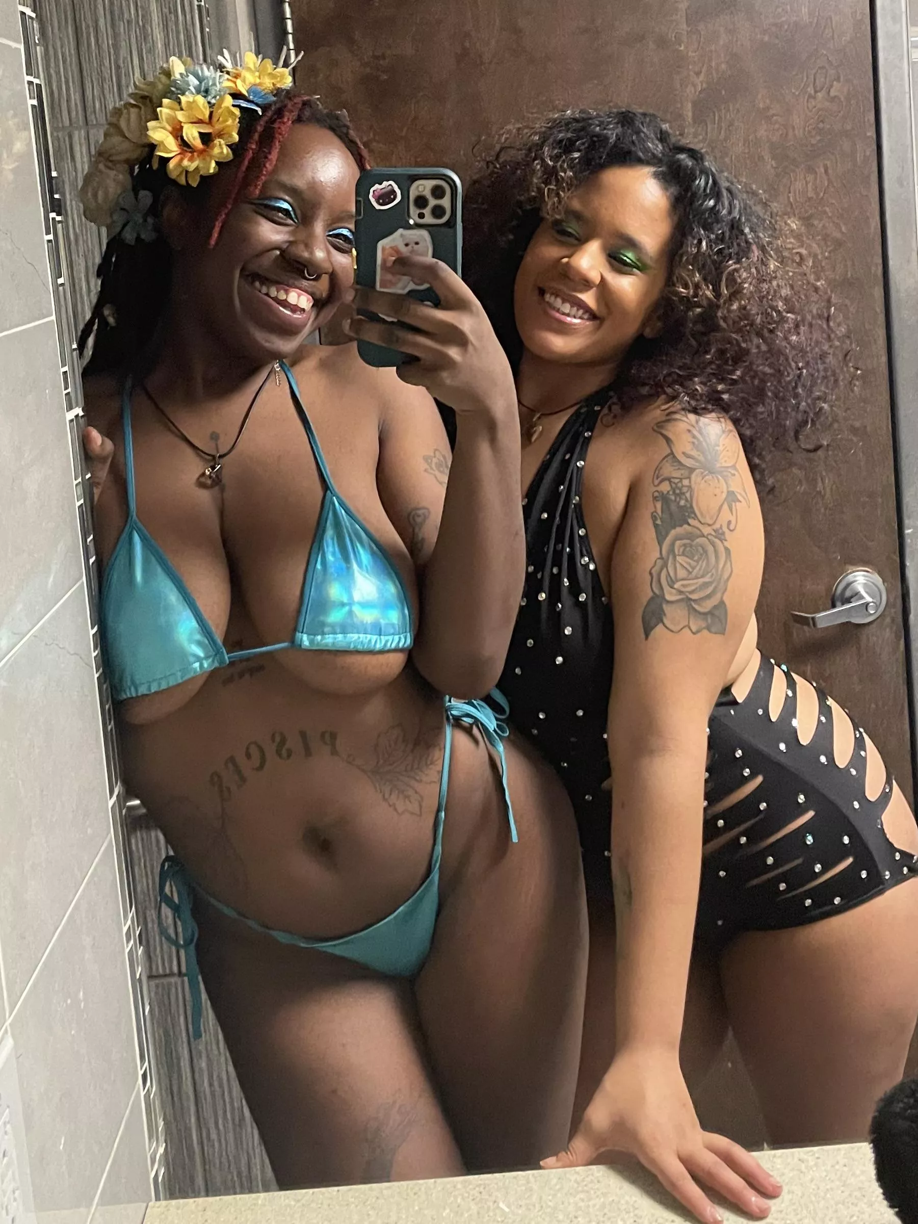 We love being a lesbian stripper couple 