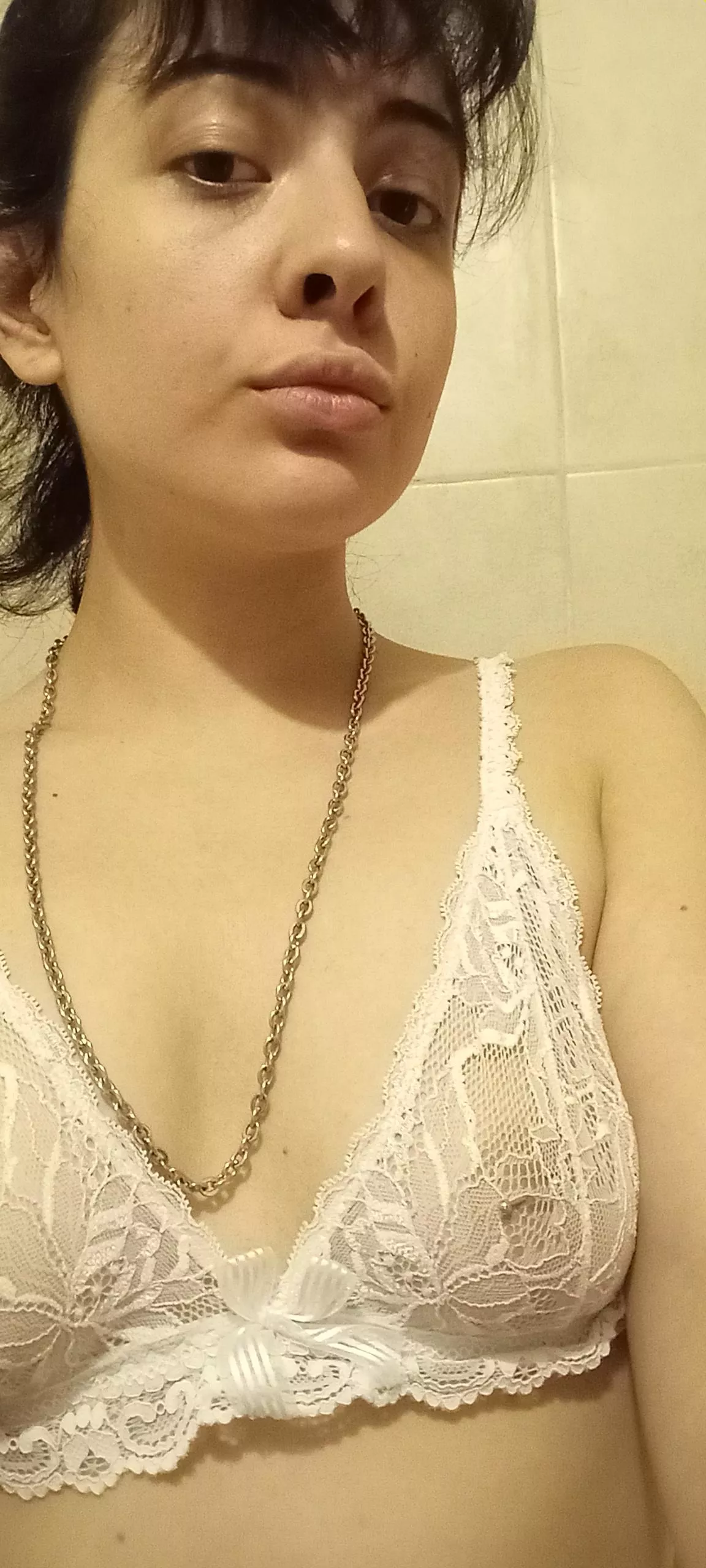 White lingerie looks beautiful on me
