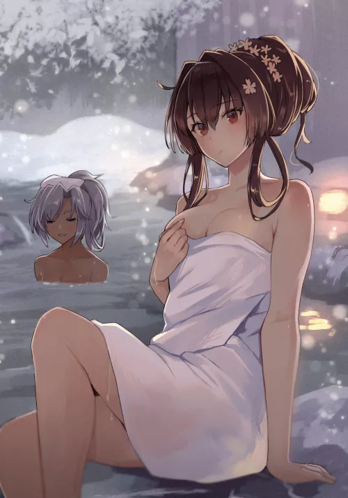 Yamato and Musashi relaxing [Kancolle](@skchkko)