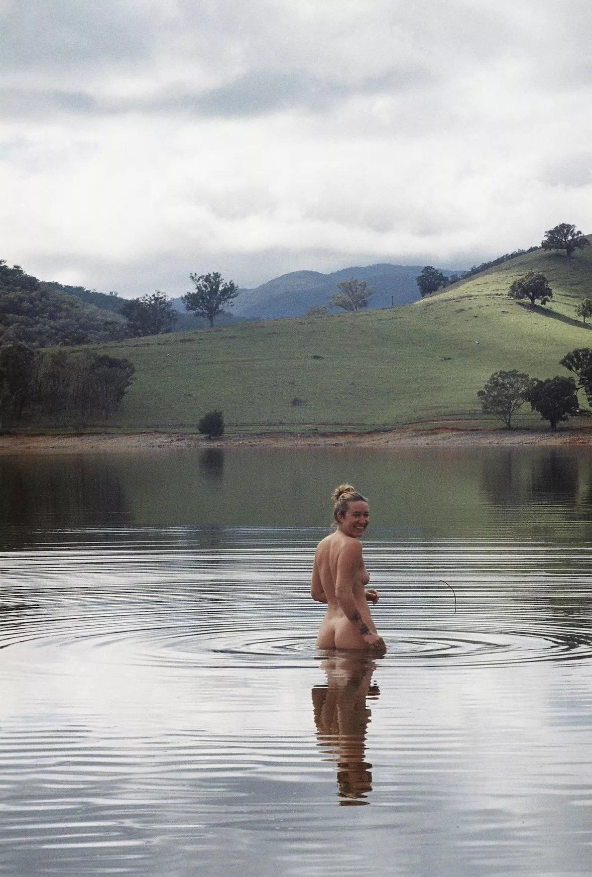 I love the warm water on my nude body