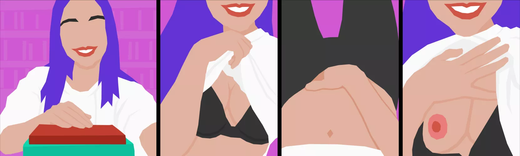 Some artwork from my game “Naughty in the Library”