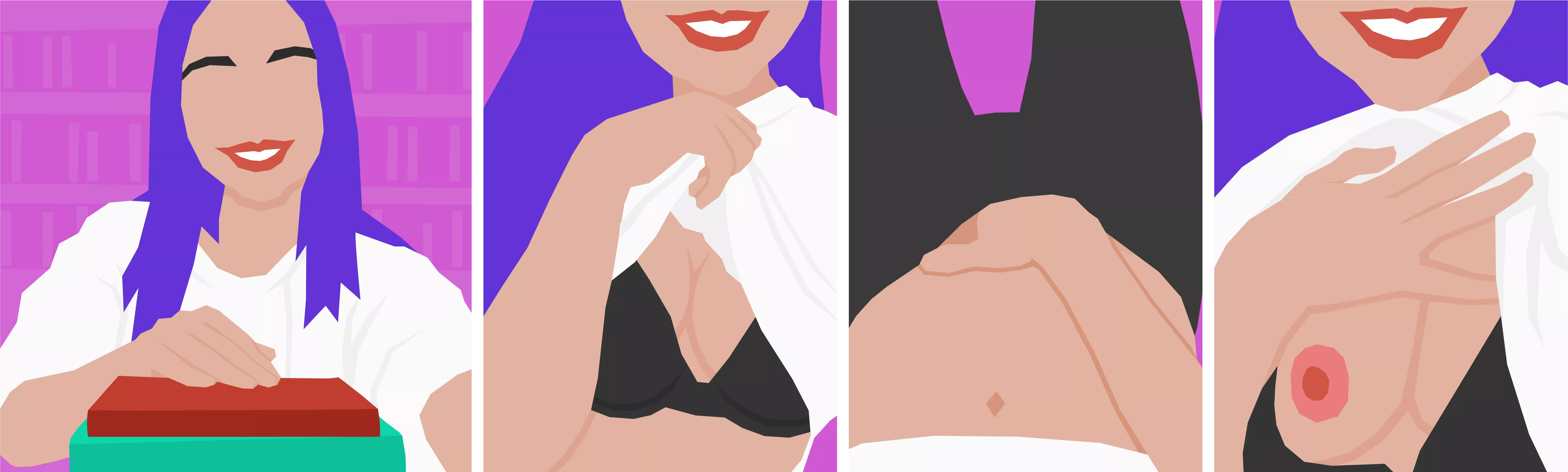 Some artwork from my game “Naughty in the Library”