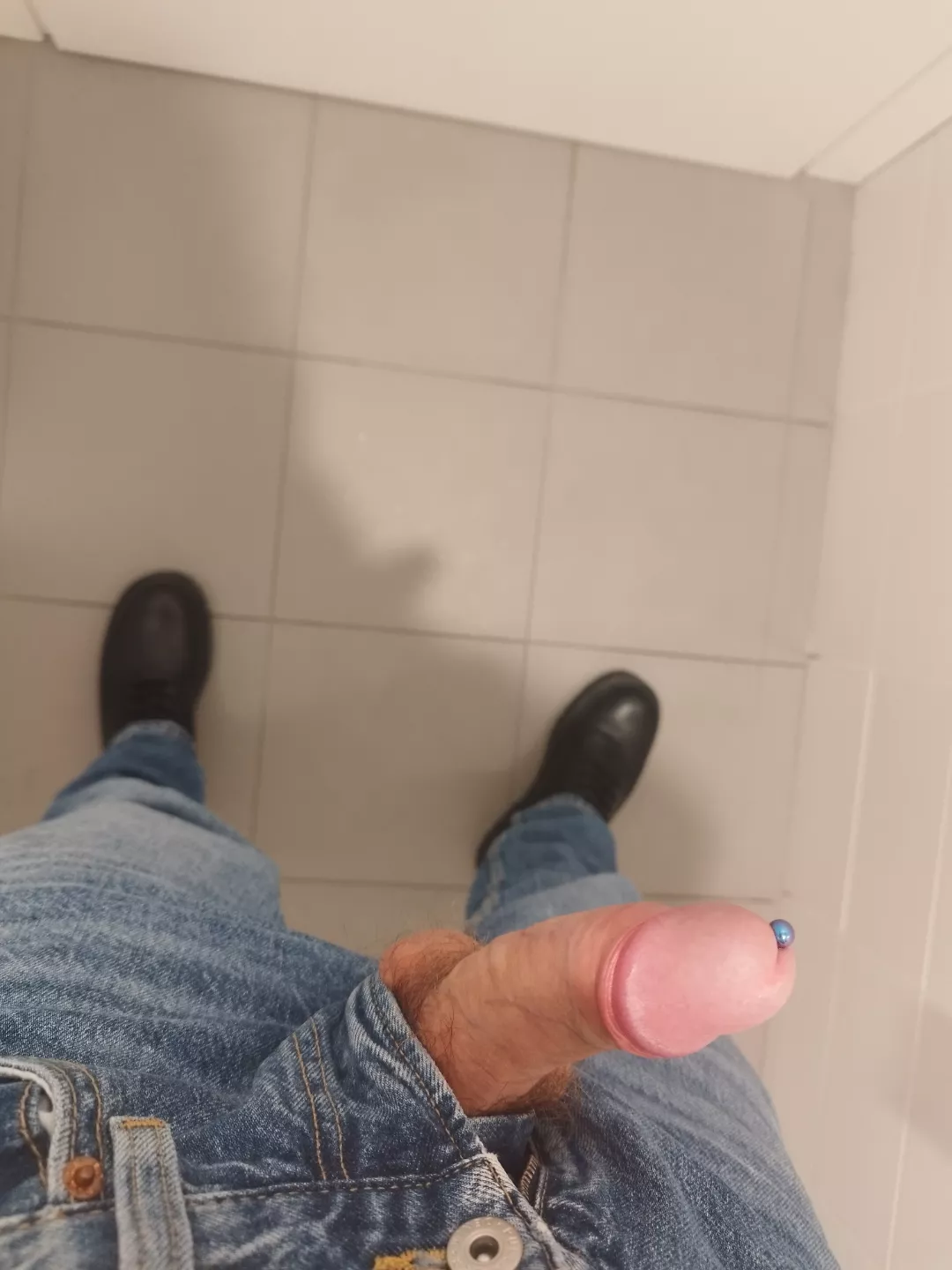 Uncut and horny at work