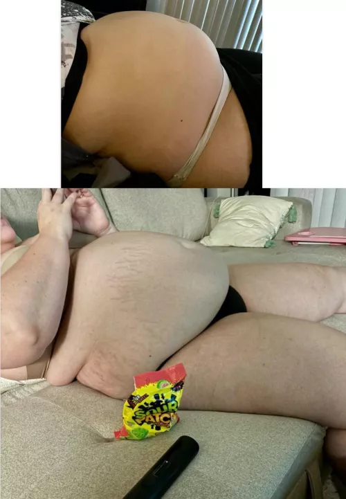 When she used to tease me and push her belly out to now having a fat round belly at all times. 