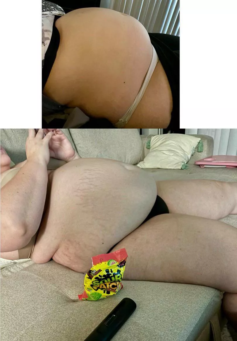 When she used to tease me and push her belly out to now having a fat round belly at all times. 