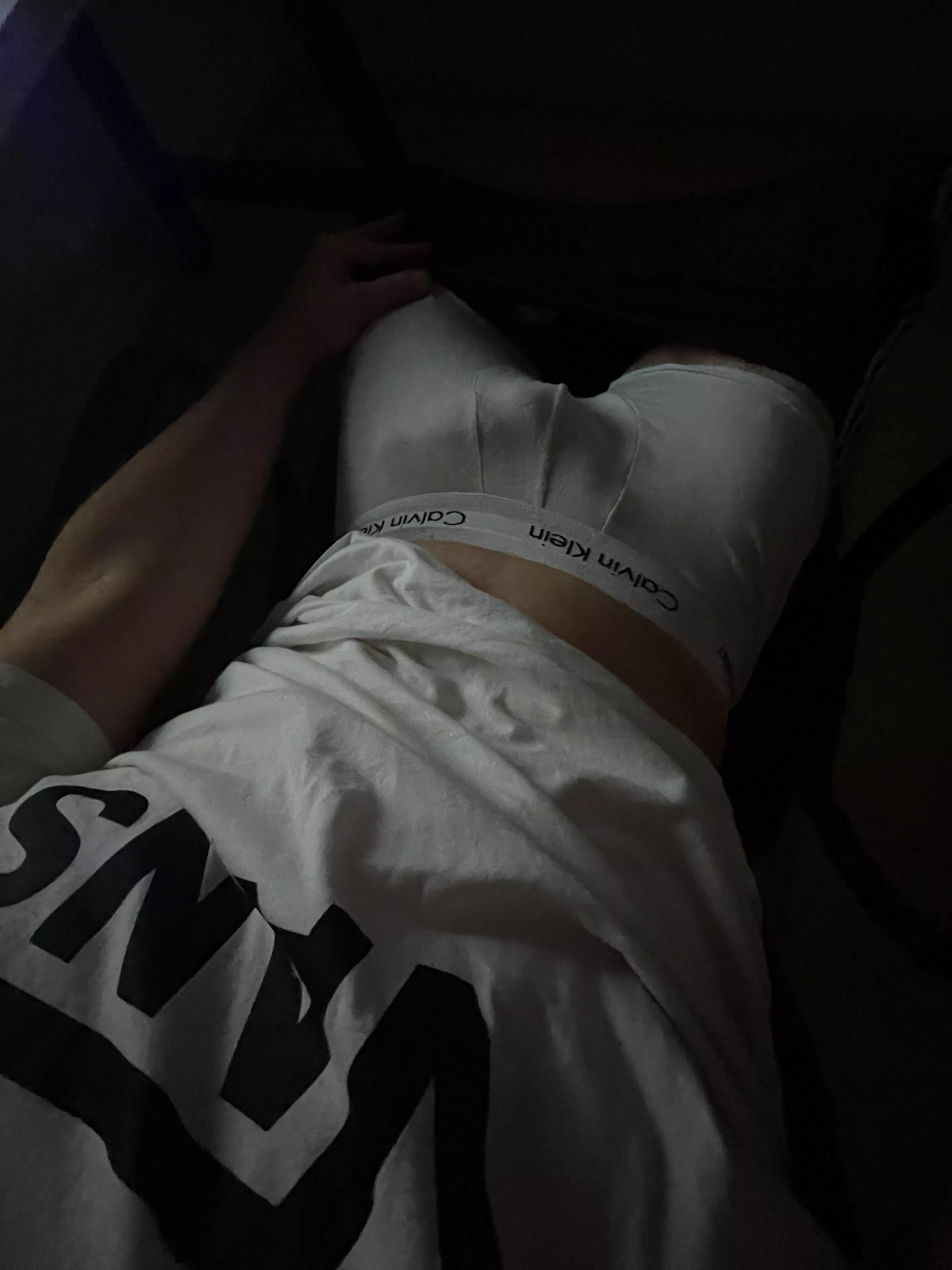 26y/o horny lad hard in his white Calvins. 