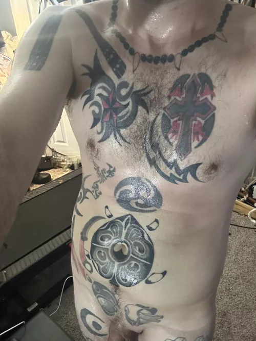 A little sweat after running 2 miles on the treadmill 