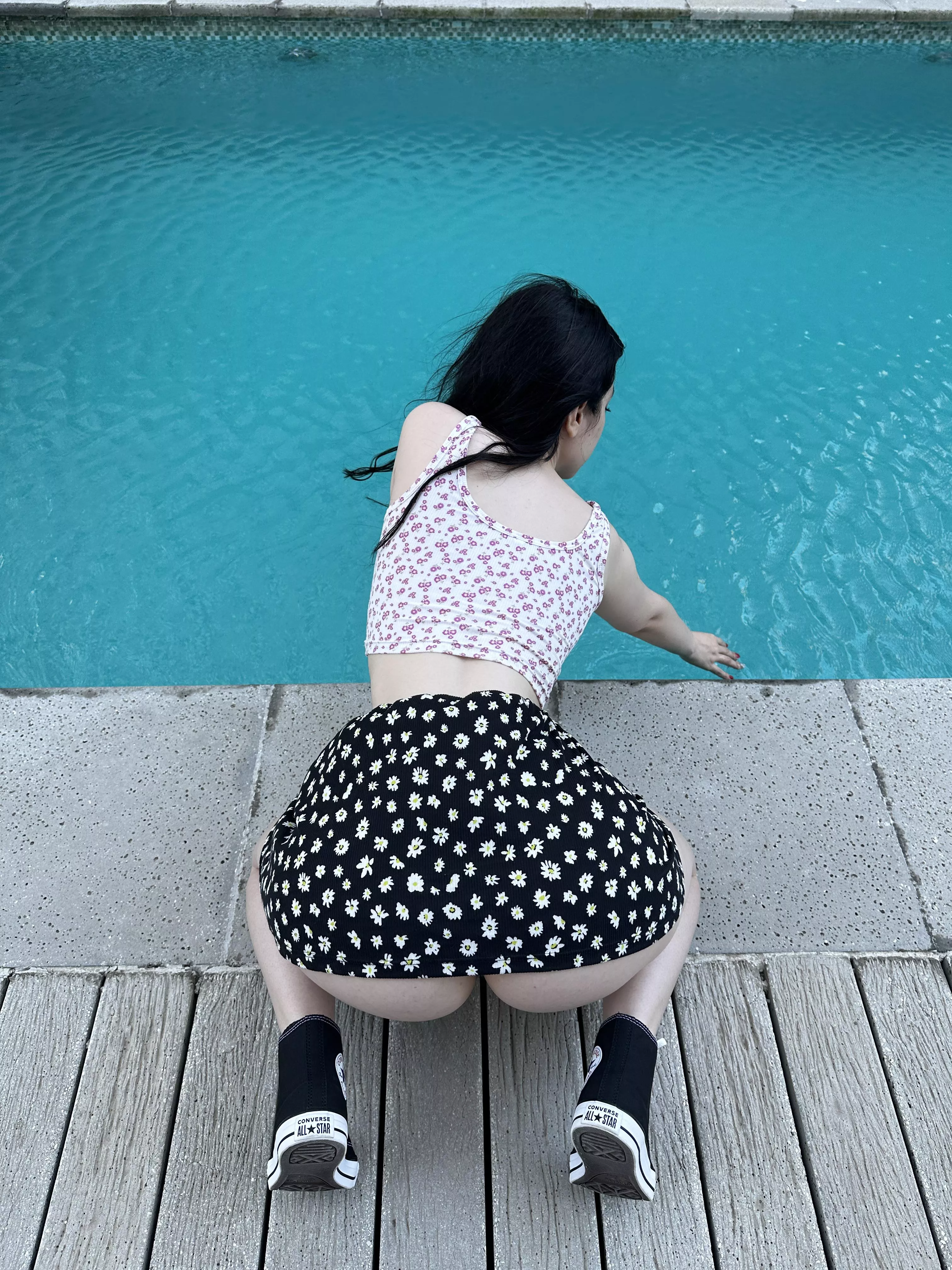 do you like how short my skirt is for going out? hope you don't mind me bending over