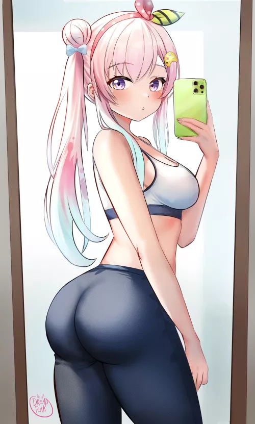 Iofi Taking a Yoga Pants Booty Selfie [Hololive]