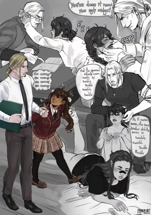  Sketchpage i did with Amara and Isac. back with the priest and his annoying midget.