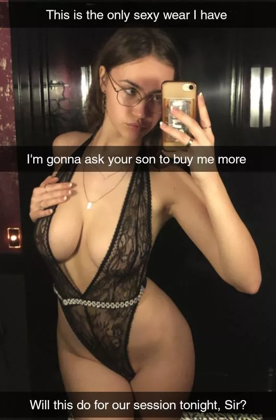 Your son should really buy more sexy wear for his gf.. for her to wear for you