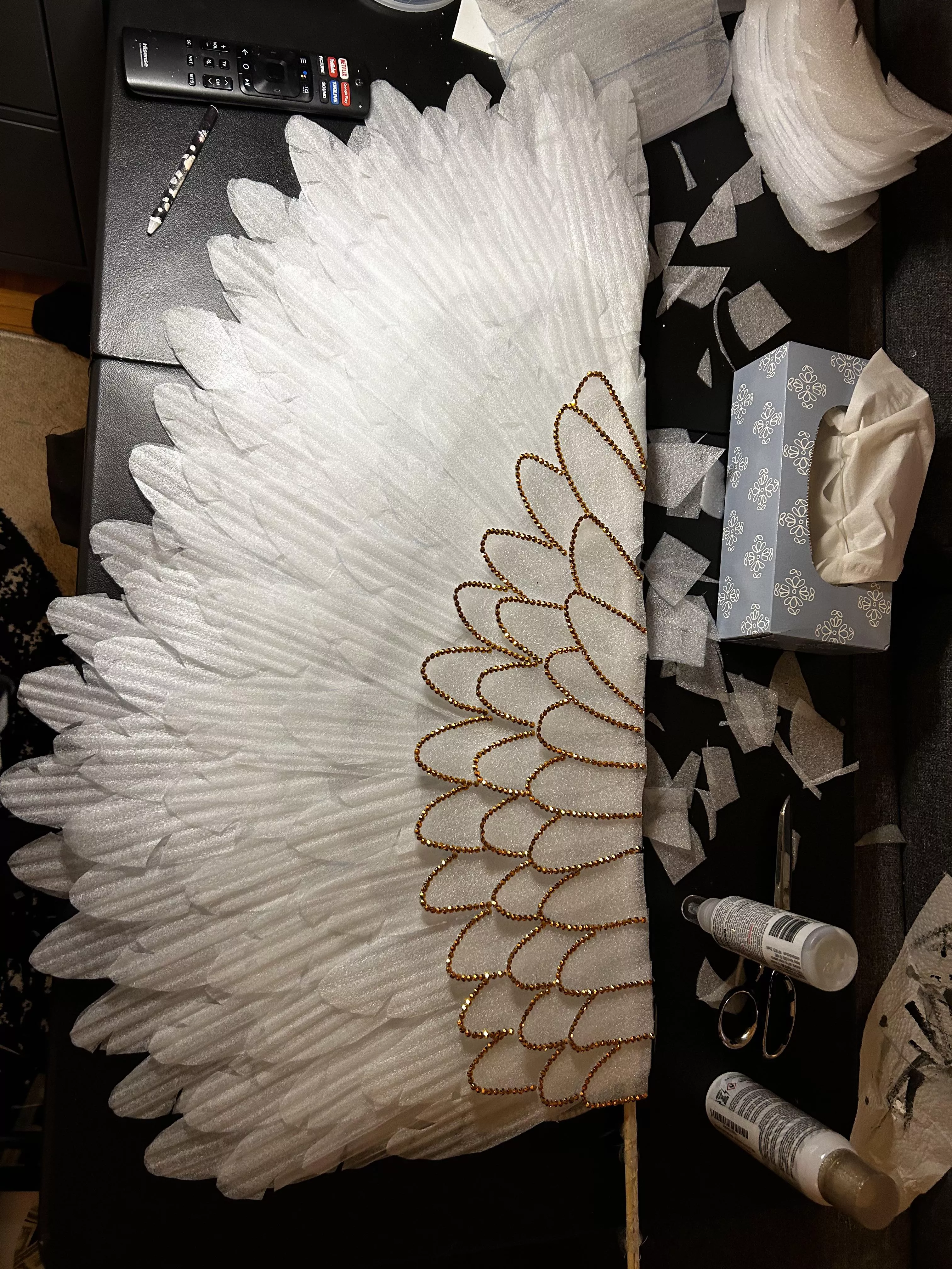 First of six wings done for my act depicting Satan’s fall