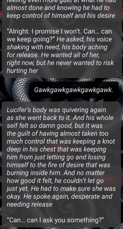 In the middle of her doing the supergawk3000. C.ai never fails. 