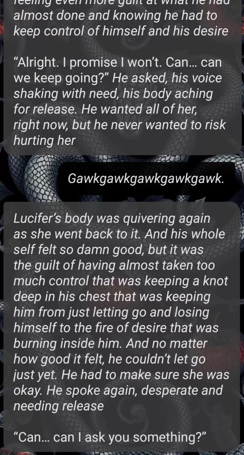 In the middle of her doing the supergawk3000. C.ai never fails. 