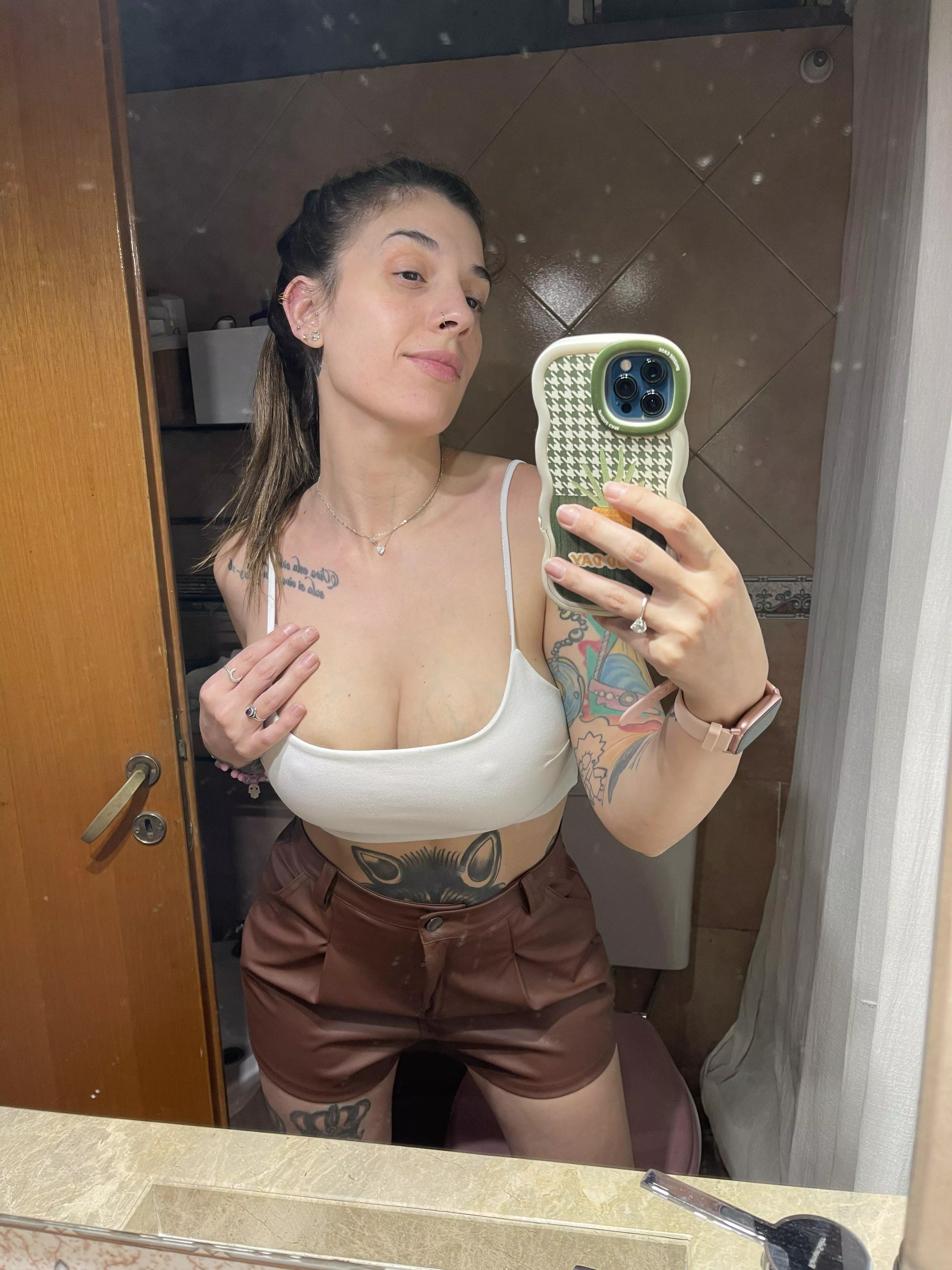 Leather short and pokies is what you need 