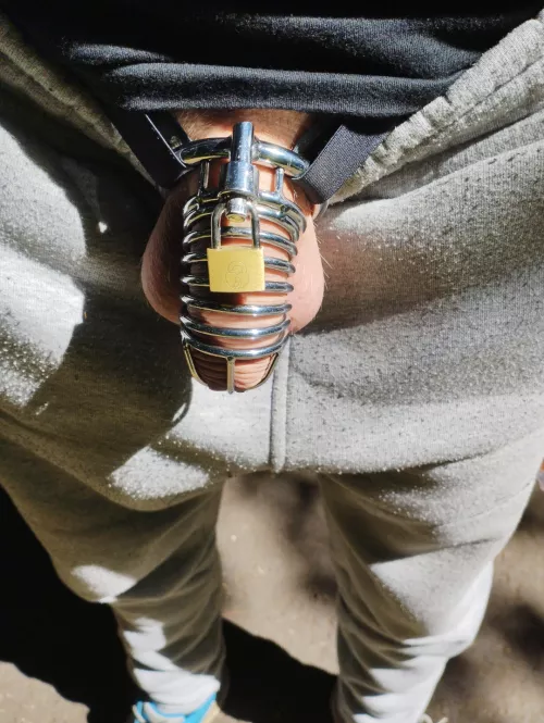 Taking an afternoon walk on a well used bicycle path 