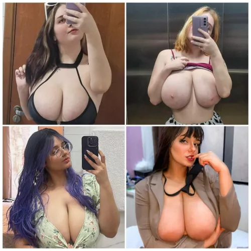 Two college rivals wanting to see who is the boss in a titfight, who wins the blonde or the brunette?