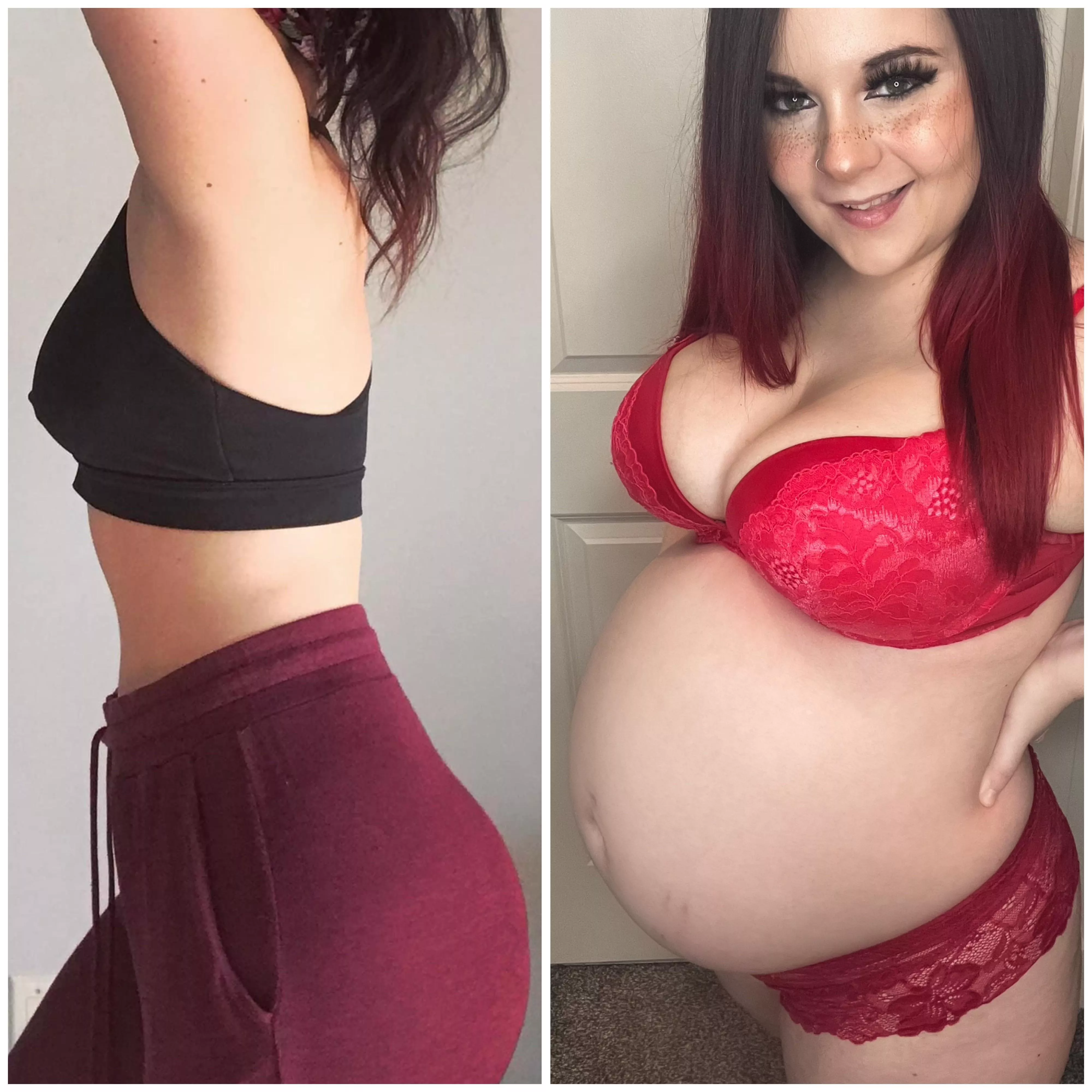 Before vs 8 months pregnant 