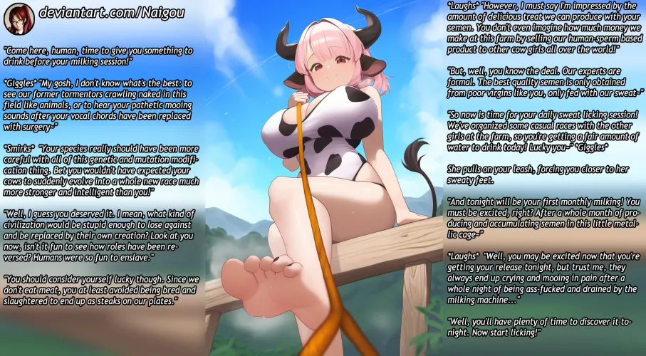 Cow girls took over the world! [femdom][feet] [cow girl][foot worship][milking][domination]