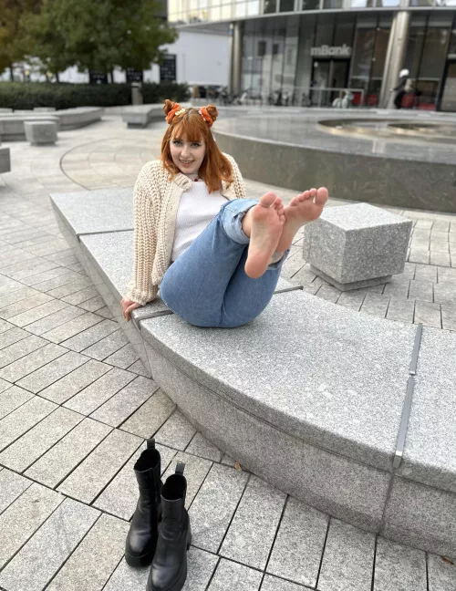 My feet are resting in the park