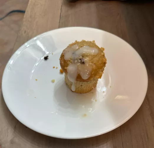 On a blueberry muffin