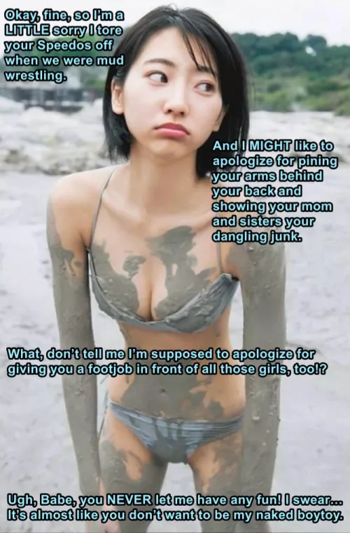 Rena Takeda - Mud Wrestling Footjob From Your Wily Girlfriend