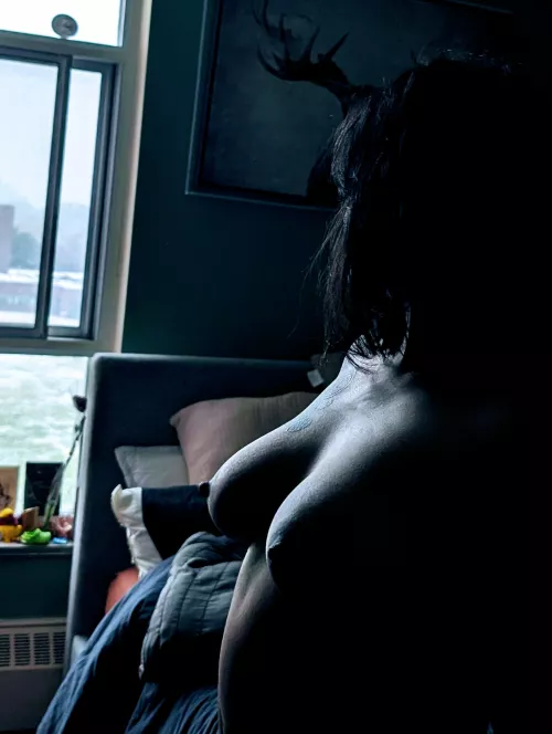 Between the cleavage 