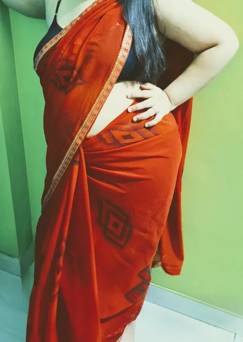 How do I look in red saree?