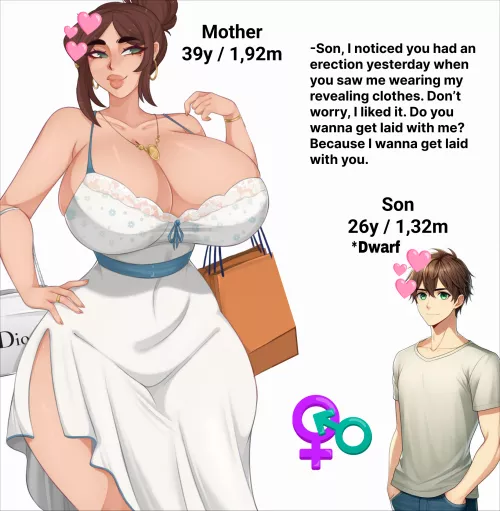 Let the tall mommy smash her little dwarf son