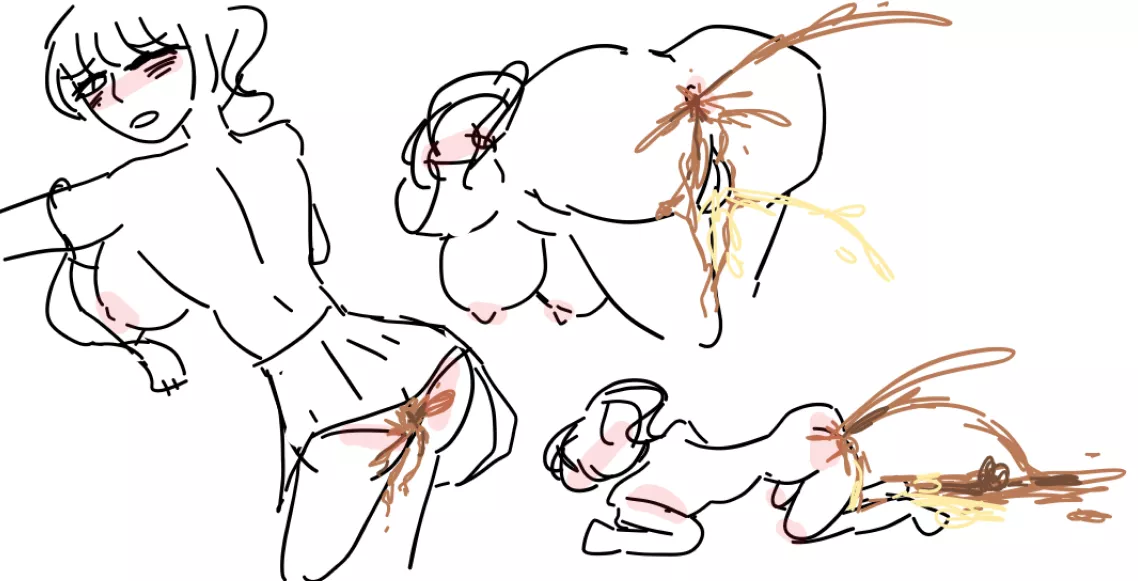 liquid diarrhea! she shits her own panty then spray it everywhere and also pissing at the same time!