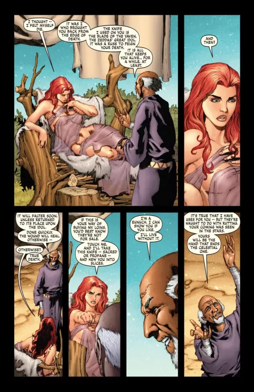 Sonja's loins are not for free...but you can sneak a lil peak at her chest [Red Sonja (2005) #3]