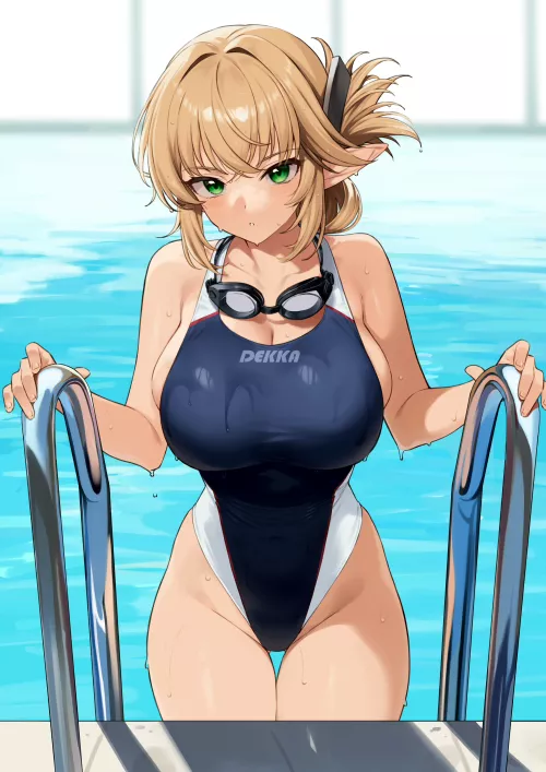 Swimsuit Aegis exiting the pool