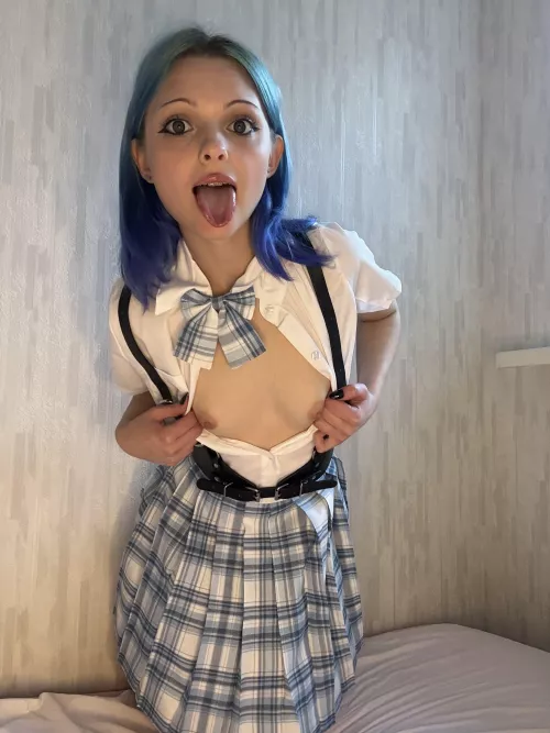 The plaid skirt looks perfect