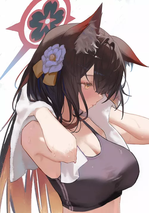 Wakamo after a workout [Blue Archive]