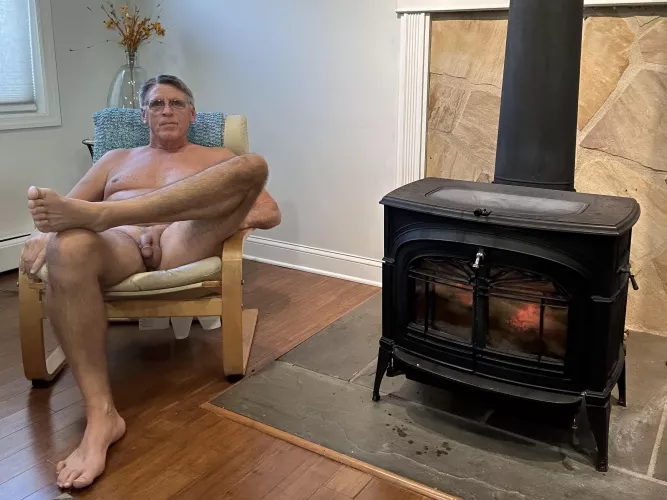 Warm and cozy by the fire. 